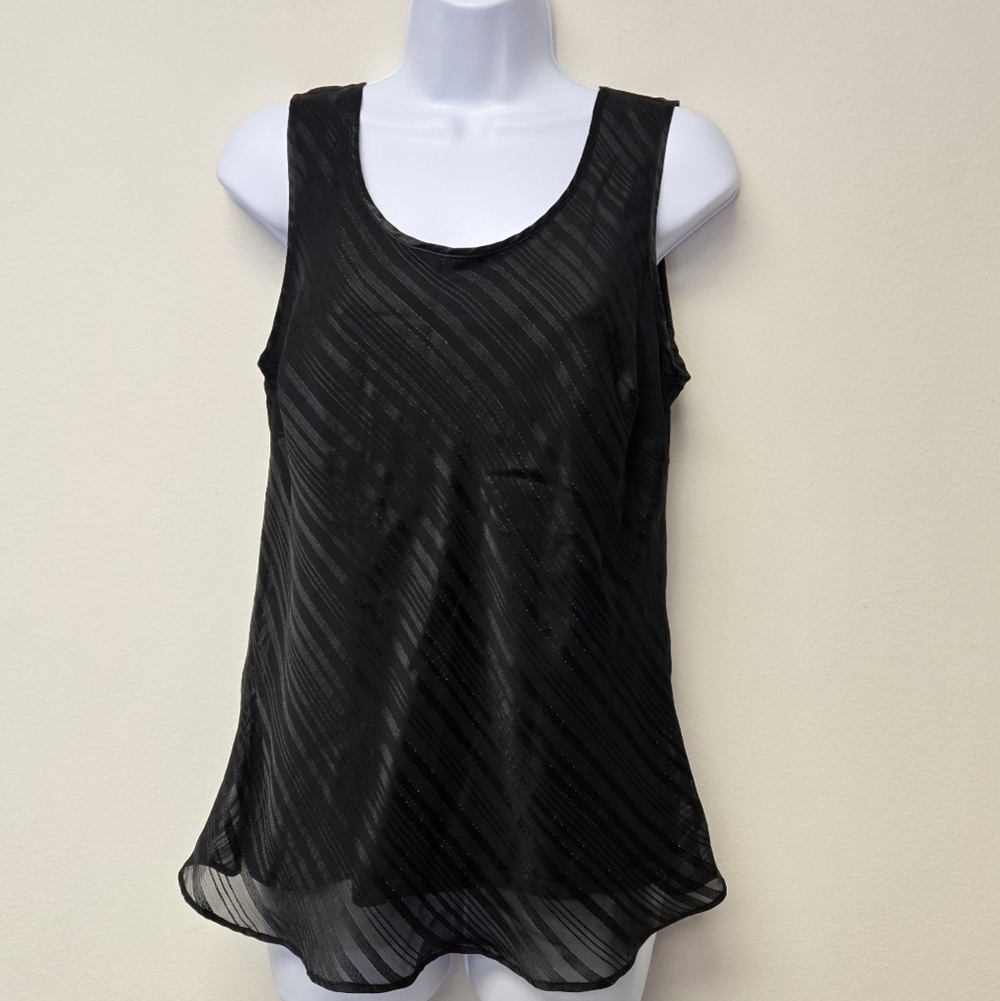 Cabernet Sleeveless Stripe Tank Top Blouse Black S - Picture 7 of 7